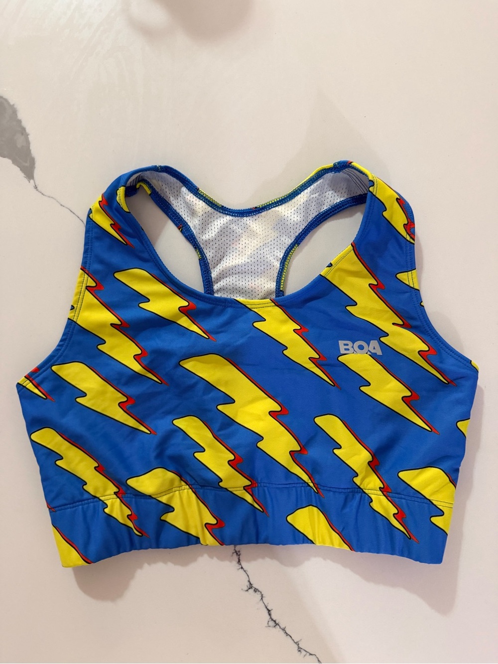 BOA Blue & Yellow Lightning Print Sports Bra